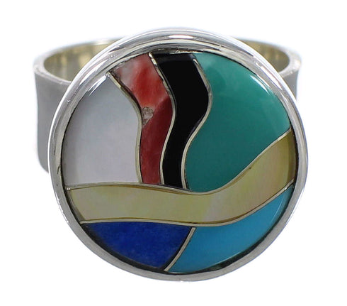 Silver Multicolor Southwestern Ring Size 6 YX77513